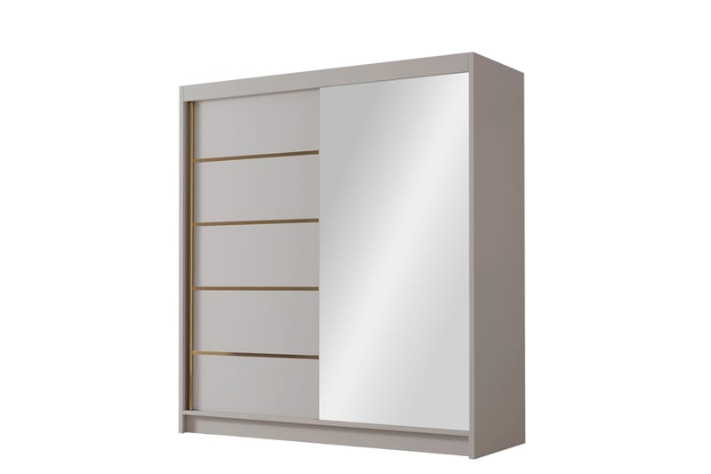 Chavez Garderobe med Spejl 180x215 cm - Beige - Opbevaring - Tøjopbevaring - Garderobeskabe