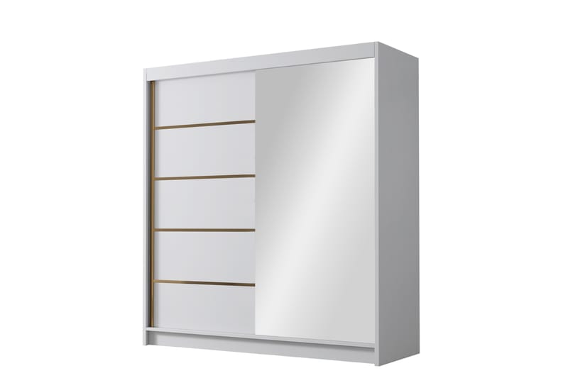 Chavez Garderobe med Spejl 180x215 cm - Hvid - Opbevaring - Tøjopbevaring - Garderobeskabe