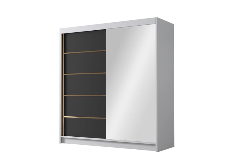 Chavez Garderobe med Spejl 180x215 cm - Sort/Hvid - Opbevaring - Tøjopbevaring - Garderobeskabe