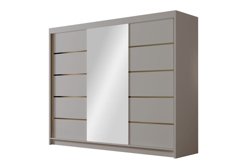 Cinerea Garderobe med Spejl 250x215 cm - Beige - Opbevaring - Tøjopbevaring - Garderobeskabe