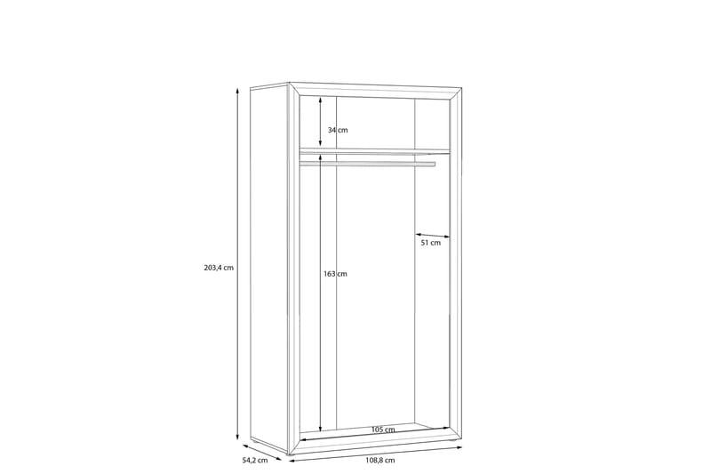 Corlius Garderobe 55x109 cm - Beige/Brun - Opbevaring - Tøjopbevaring - Garderobeskabe