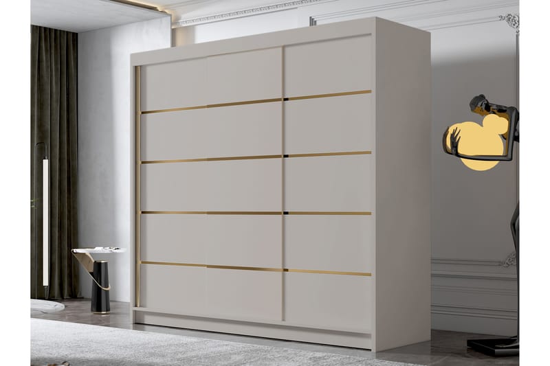 Dianna Garderobe 200x215 cm - Beige - Opbevaring - Tøjopbevaring - Garderobeskabe