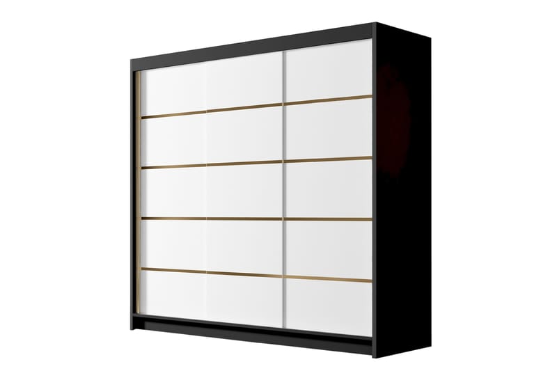 Dianna Garderobe 200x215 cm - Hvid/Sort - Opbevaring - Tøjopbevaring - Garderobeskabe