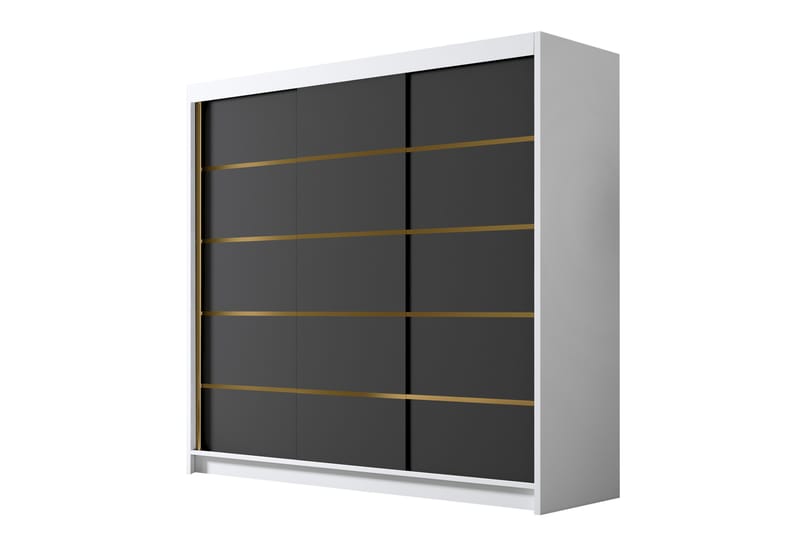 Dianna Garderobe 200x215 cm - Sort/Hvid - Opbevaring - Tøjopbevaring - Garderobeskabe