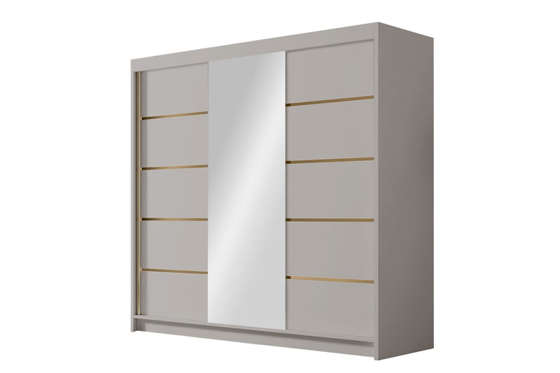 Dianna Garderobe med Speil 200x215 cm - Beige - Opbevaring - Tøjopbevaring - Garderobeskabe