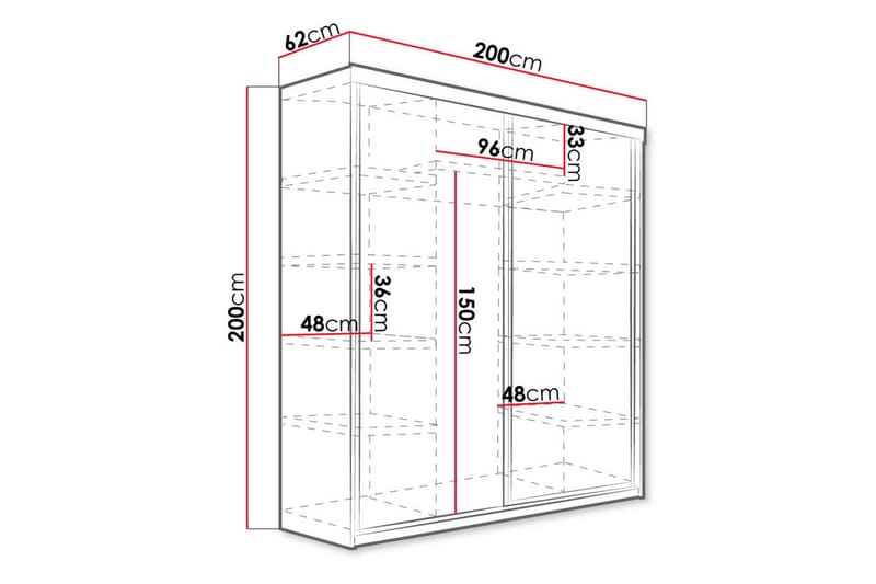 Dunkra Garderobe LED-belysning RGB 200 cm - Hvid - Opbevaring - Tøjopbevaring - Garderobeskabe