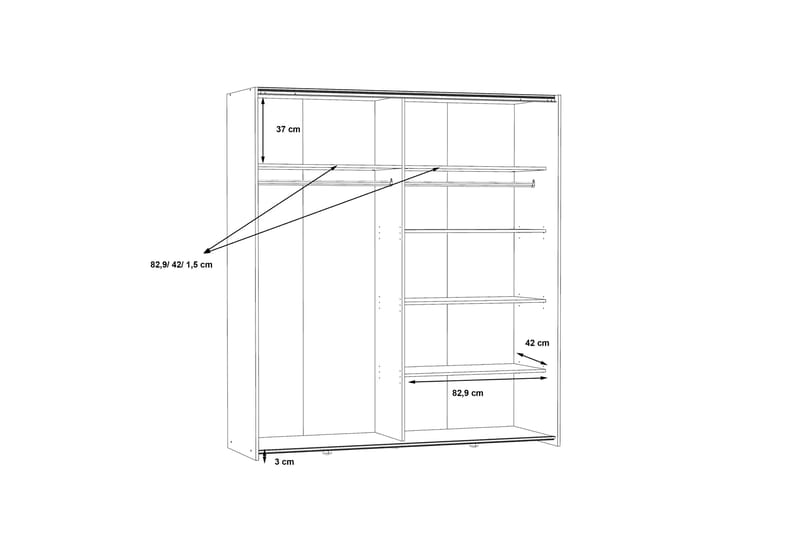 Edessa Garderobe 62x171 cm - Brun - Opbevaring - Tøjopbevaring - Garderobeskabe