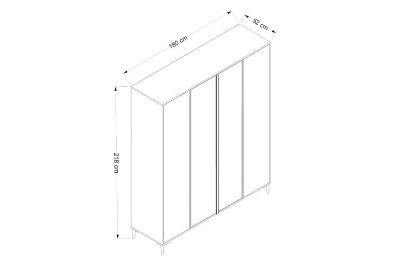 Elevate Garderobe 180x218 cm - Hvid - Opbevaring - Tøjopbevaring - Garderobeskabe