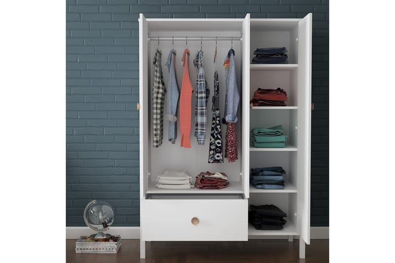 Elspet Garderobe 120x172 cm - Brun/Hvid - Opbevaring - Tøjopbevaring - Garderobeskabe