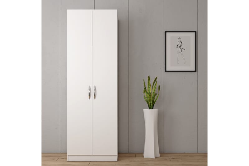 Elspet Garderobe 60x181 cm - Hvid - Opbevaring - Tøjopbevaring - Garderobeskabe