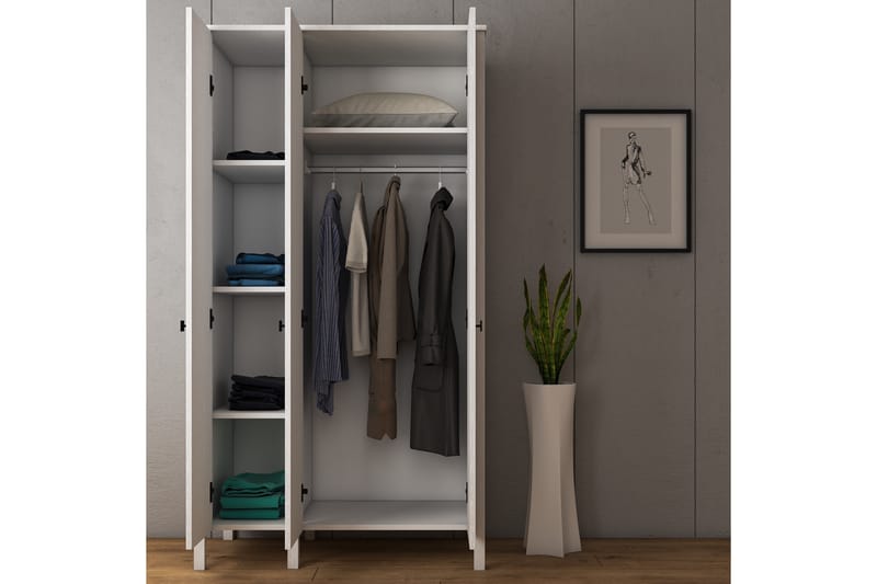 Elspet Garderobe 98x195 cm - Brun/Hvid - Opbevaring - Tøjopbevaring - Garderobeskabe