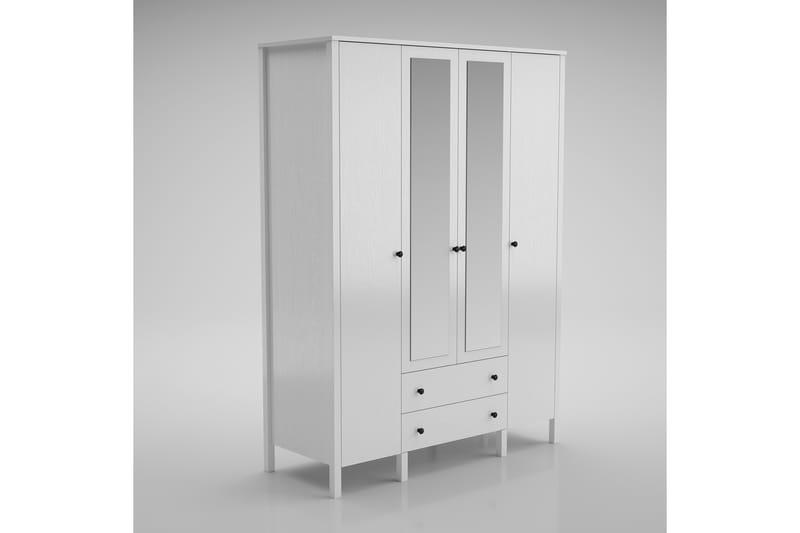 Elspet Garderobe med Spejl 140x195 cm - Brun/Hvid - Opbevaring - Tøjopbevaring - Garderobeskabe