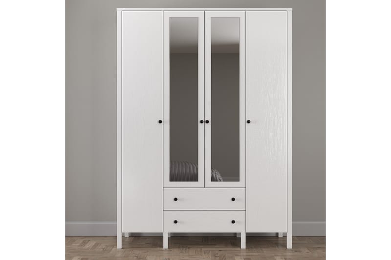 Elspet Garderobe med Spejl 140x195 cm - Brun/Hvid - Opbevaring - Tøjopbevaring - Garderobeskabe