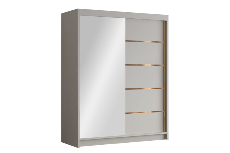 Emet Garderobe med Spejl 150x200 cm - Beige - Opbevaring - Tøjopbevaring - Garderobeskabe