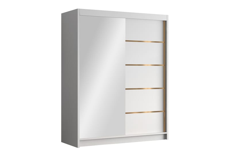 Emet Garderobe med Spejl 150x200 cm - Hvid - Opbevaring - Tøjopbevaring - Garderobeskabe