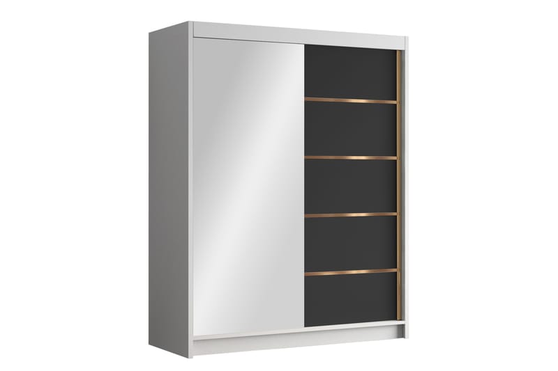 Emet Garderobe med Spejl 150x200 cm - Sort/Hvid - Opbevaring - Tøjopbevaring - Garderobeskabe