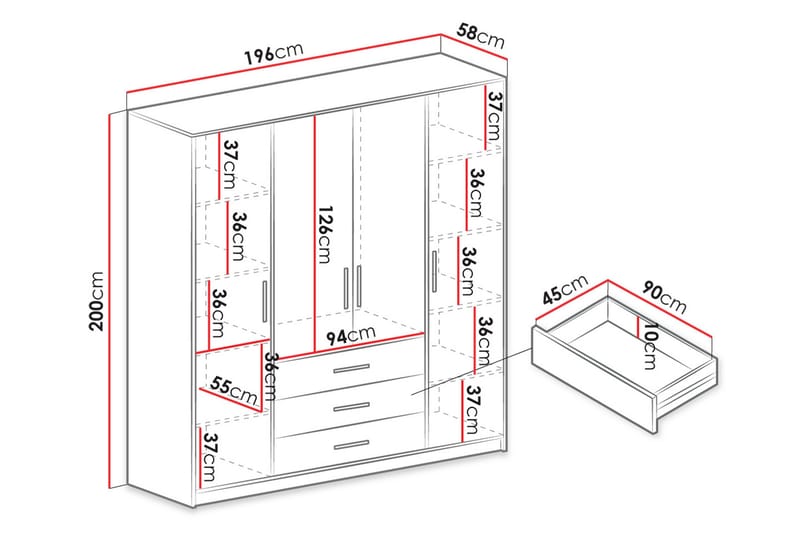 Escaldes Garderobe 196 cm - Grøn - Opbevaring - Tøjopbevaring - Garderobeskabe