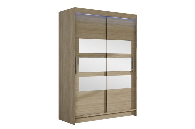 Estella Garderobe med Spejl 120x200 cm - Beige - Opbevaring - Tøjopbevaring - Garderobeskabe