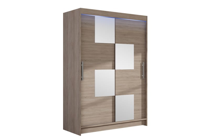 Estella Garderobe med Spejl 120x200 cm - Beige - Opbevaring - Tøjopbevaring - Garderobeskabe