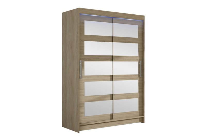 Estella Garderobe med Spejl 120x200 cm - Beige - Opbevaring - Tøjopbevaring - Garderobeskabe