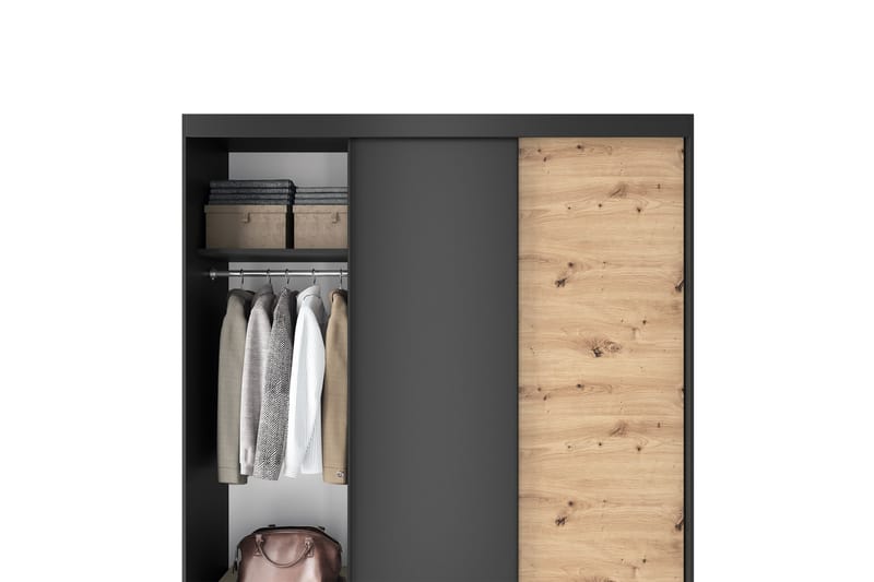 Esville Garderobe 120x220 cm - Brun - Opbevaring - Tøjopbevaring - Garderobeskabe