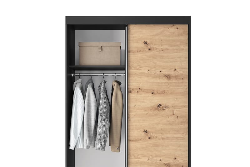 Esville Garderobe med Spejl 120x220 cm - Brun - Opbevaring - Tøjopbevaring - Garderobeskabe