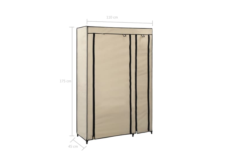 Foldbare Klædeskabe 2 Stk. 110 X 45 X 175 Cm Stof t - Creme - Opbevaring - Tøjopbevaring - Garderobeskabe