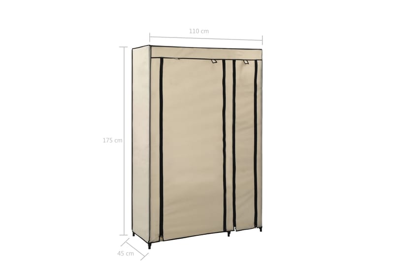 Foldbart Klædeskab 110 X 45 X 175 Cm Stof Cremefarvet - Creme - Opbevaring - Tøjopbevaring - Garderobeskabe