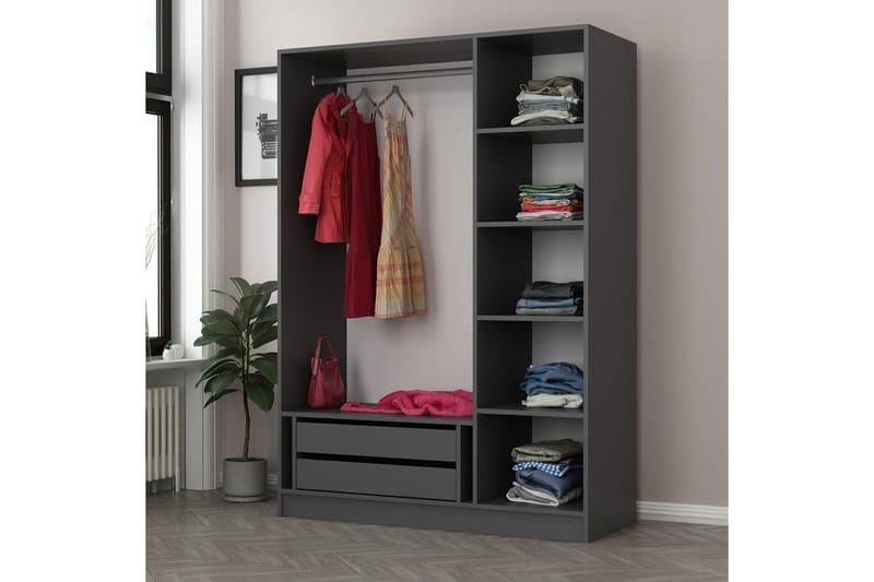 Fruitland Garderobe 135 cm - Antracit - Opbevaring - Tøjopbevaring - Garderobeskabe