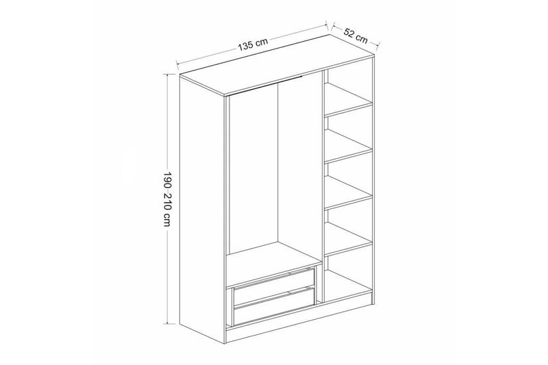 Fruitland Garderobe 135 cm - Antracit - Opbevaring - Tøjopbevaring - Garderobeskabe