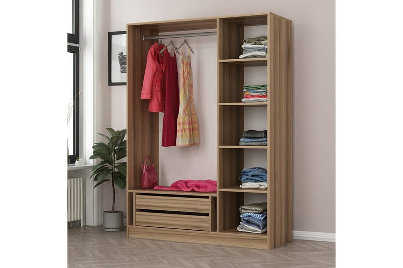 Fruitland Garderobe 135 cm - Brun - Opbevaring - Tøjopbevaring - Garderobeskabe