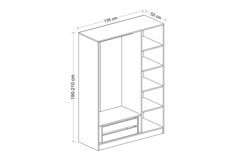 Fruitland Garderobe 135 cm - Brun - Opbevaring - Tøjopbevaring - Garderobeskabe