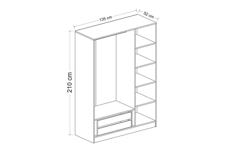 Fruitland Garderobe 135 cm - Brun - Opbevaring - Tøjopbevaring - Garderobeskabe