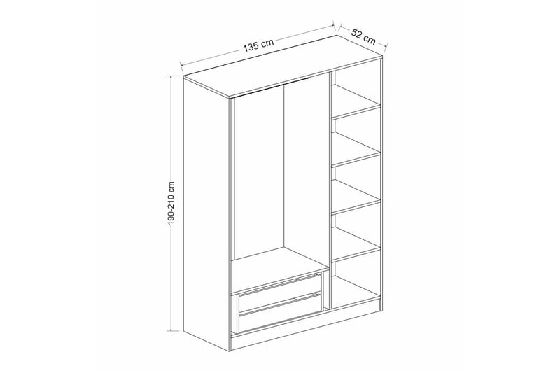 Fruitland Garderobe 135 cm - Hvid - Opbevaring - Tøjopbevaring - Garderobeskabe