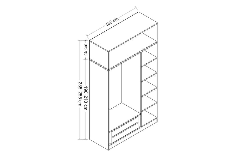 Fruitland Garderobe 135 cm - Hvid - Opbevaring - Tøjopbevaring - Garderobeskabe