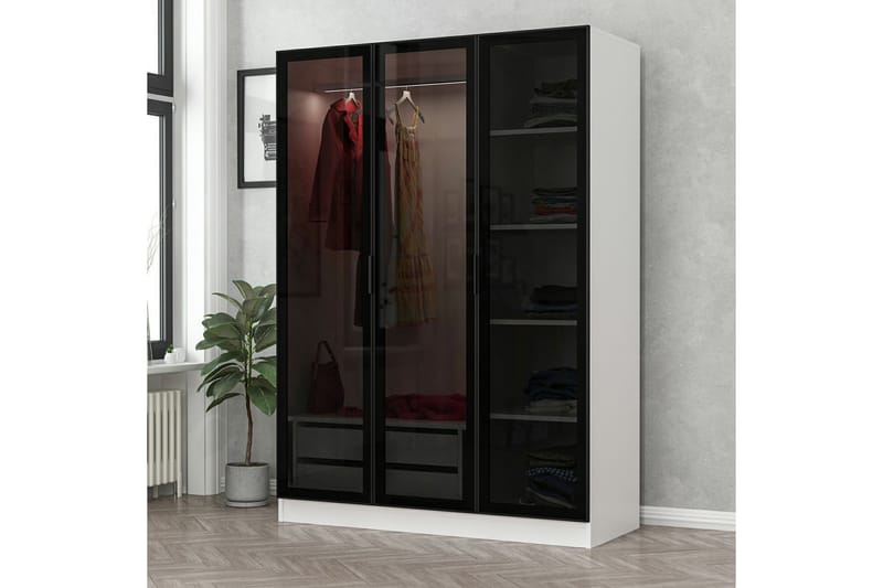 Fruitland Garderobe 135 cm - Sort/Hvid - Opbevaring - Tøjopbevaring - Garderobeskabe