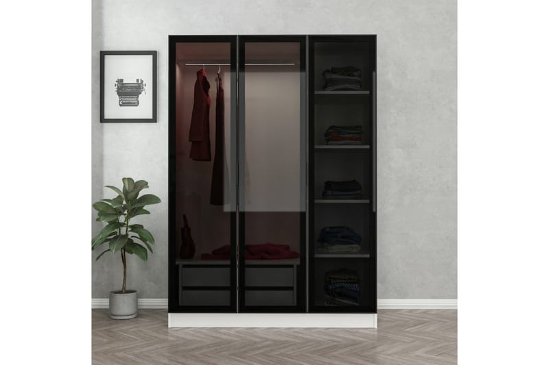 Fruitland Garderobe 135 cm - Sort/Hvid - Opbevaring - Tøjopbevaring - Garderobeskabe