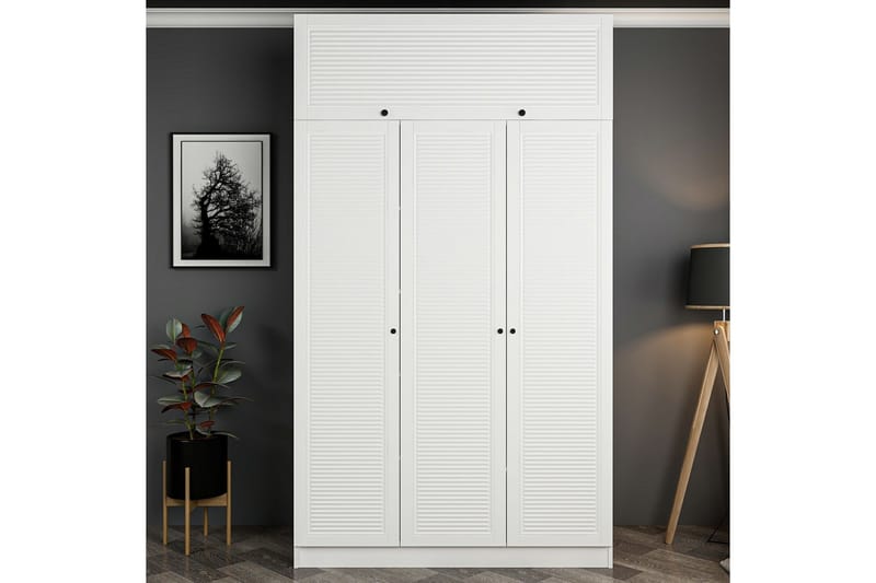 Fruitland Garderobe 135x190 cm - Hvid - Opbevaring - Tøjopbevaring - Garderobeskabe