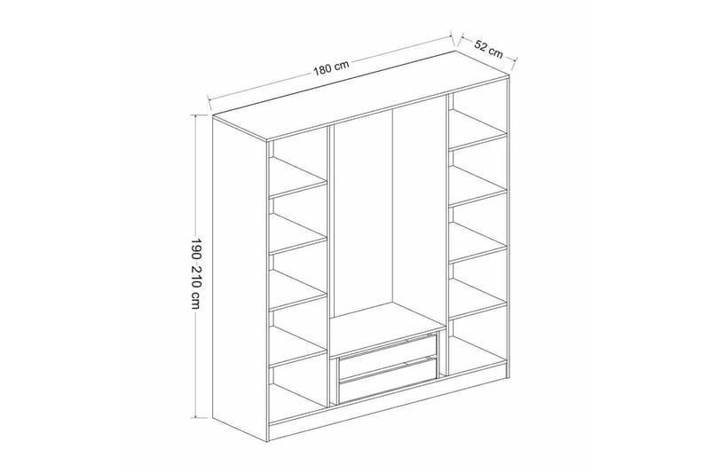 Fruitland Garderobe 180 cm - Antracit - Opbevaring - Tøjopbevaring - Garderobeskabe