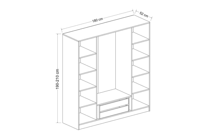 Fruitland Garderobe 180 cm - Antracit - Opbevaring - Tøjopbevaring - Garderobeskabe