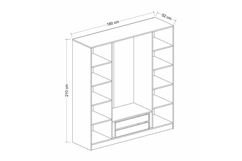 Fruitland Garderobe 180 cm - Antracit - Opbevaring - Tøjopbevaring - Garderobeskabe