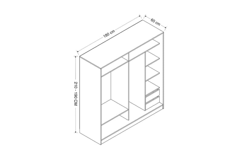 Fruitland Garderobe 180 cm - Antracit - Opbevaring - Tøjopbevaring - Garderobeskabe