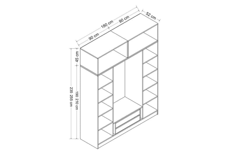 Fruitland Garderobe 180 cm - Antracit - Opbevaring - Tøjopbevaring - Garderobeskabe