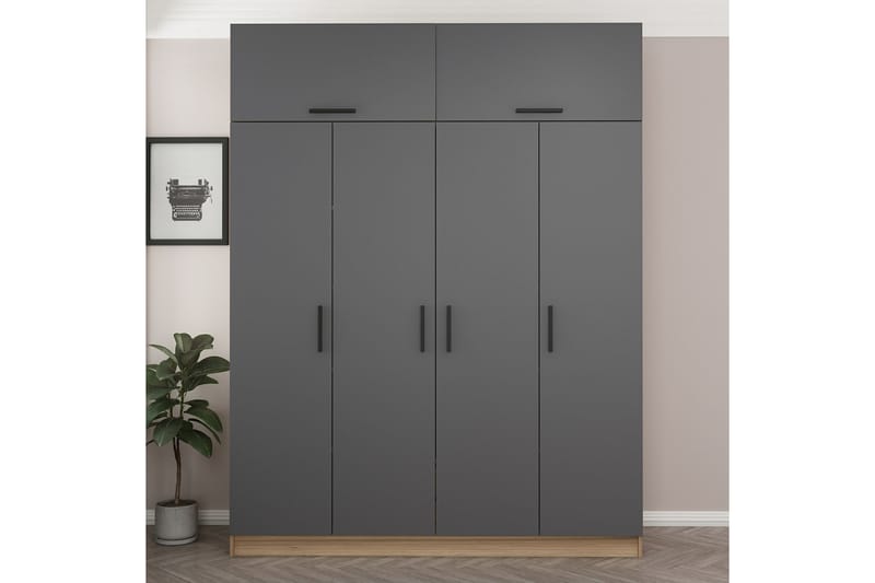 Fruitland Garderobe 180 cm - Antracit - Opbevaring - Tøjopbevaring - Garderobeskabe