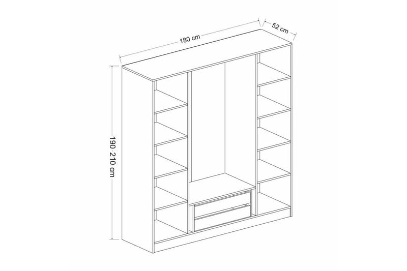 Fruitland Garderobe 180 cm - Brun - Opbevaring - Tøjopbevaring - Garderobeskabe