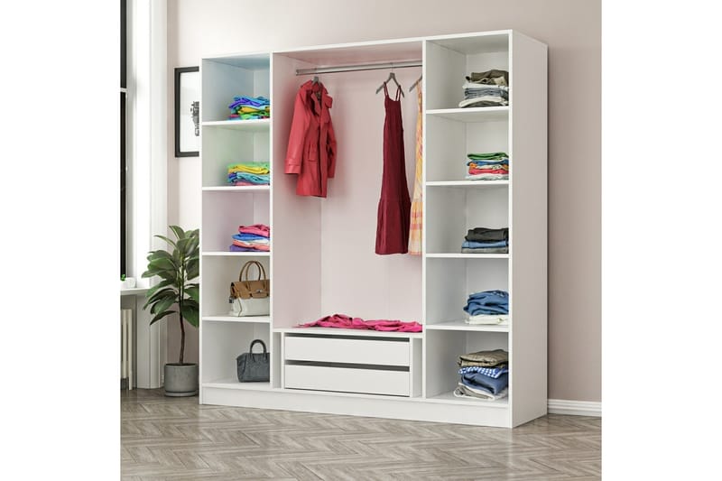 Fruitland Garderobe 180 cm - Brun/Hvid - Opbevaring - Tøjopbevaring - Garderobeskabe