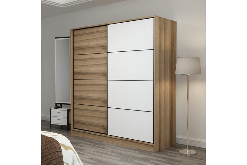 Fruitland Garderobe 180 cm - Brun/Hvid/Eg - Opbevaring - Tøjopbevaring - Garderobeskabe