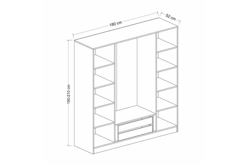 Fruitland Garderobe 180 cm - Hvid - Opbevaring - Tøjopbevaring - Garderobeskabe