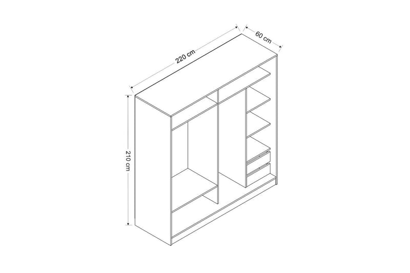 Fruitland Garderobe 220 cm - Antracit - Opbevaring - Tøjopbevaring - Garderobeskabe