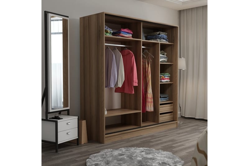 Fruitland Garderobe 220 cm - Brun/Sort - Opbevaring - Tøjopbevaring - Garderobeskabe